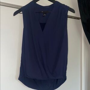 INC International Concepts Blue Sleeveless Wrap Blouse